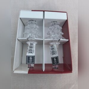 Mikasa Holiday Classics Fine Crystal Tree Shaped Bottle Stoppers  NIB